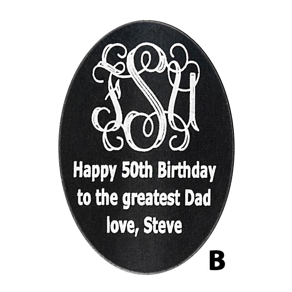 Royal Canes Custom Cane Engraving - Oval Black Anodized Aluminum