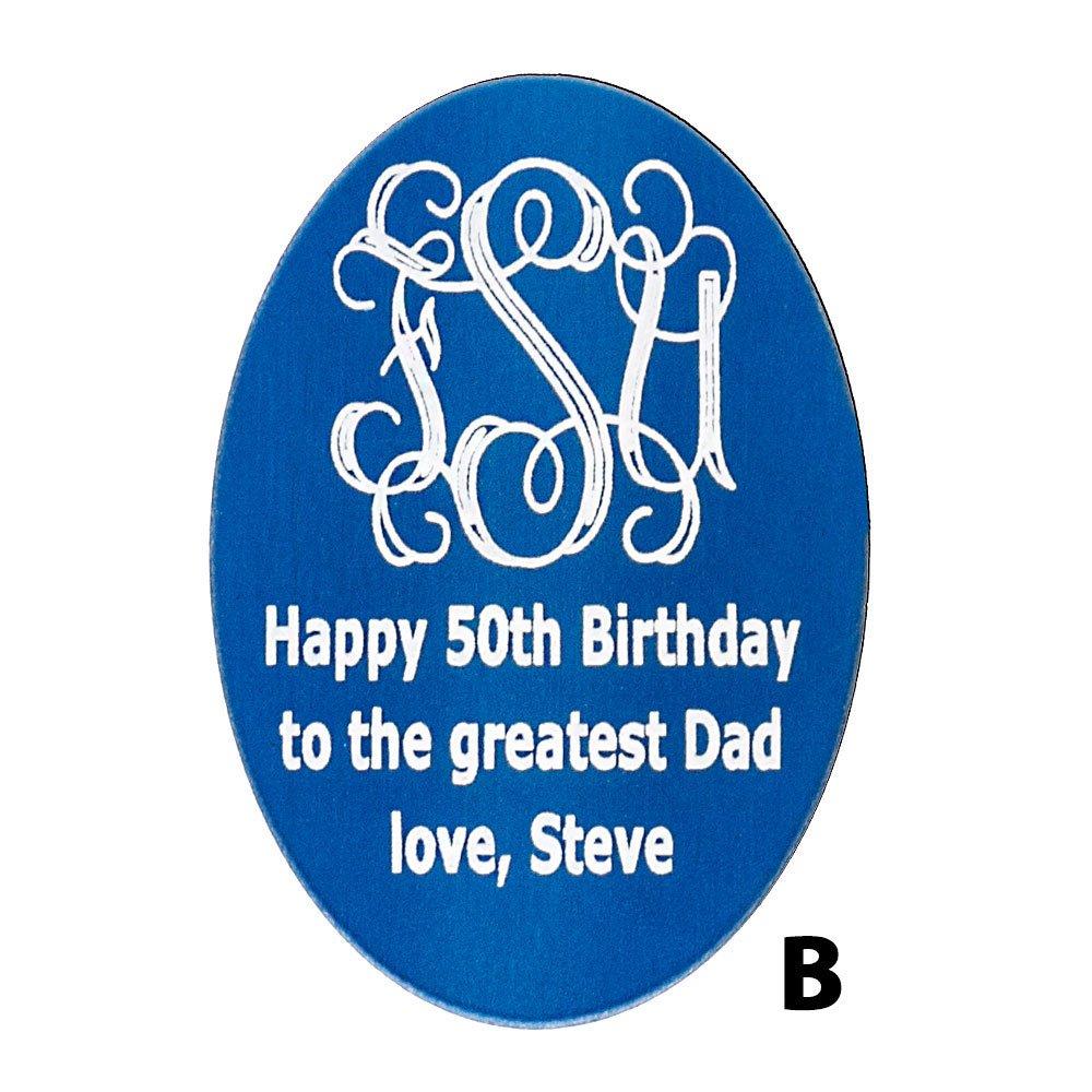 Royal Canes Custom Cane Engraving - Oval Blue Anodized Aluminum