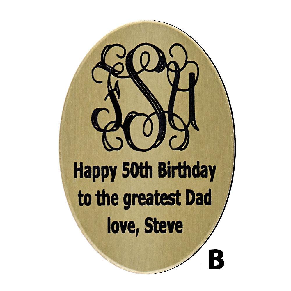 Royal Canes Custom Cane Engraving - Oval Brass