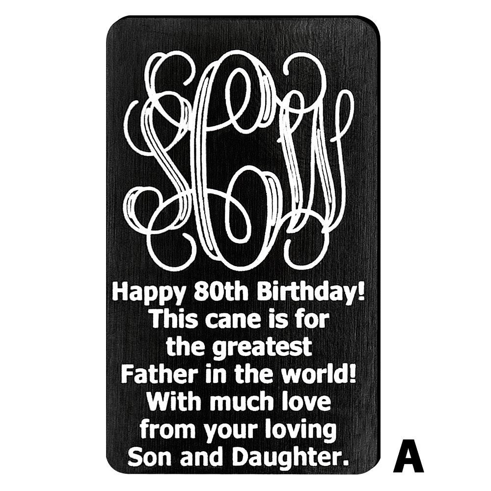 Royal Canes Custom Cane Engraving - Rectangle Black Anodized Aluminum