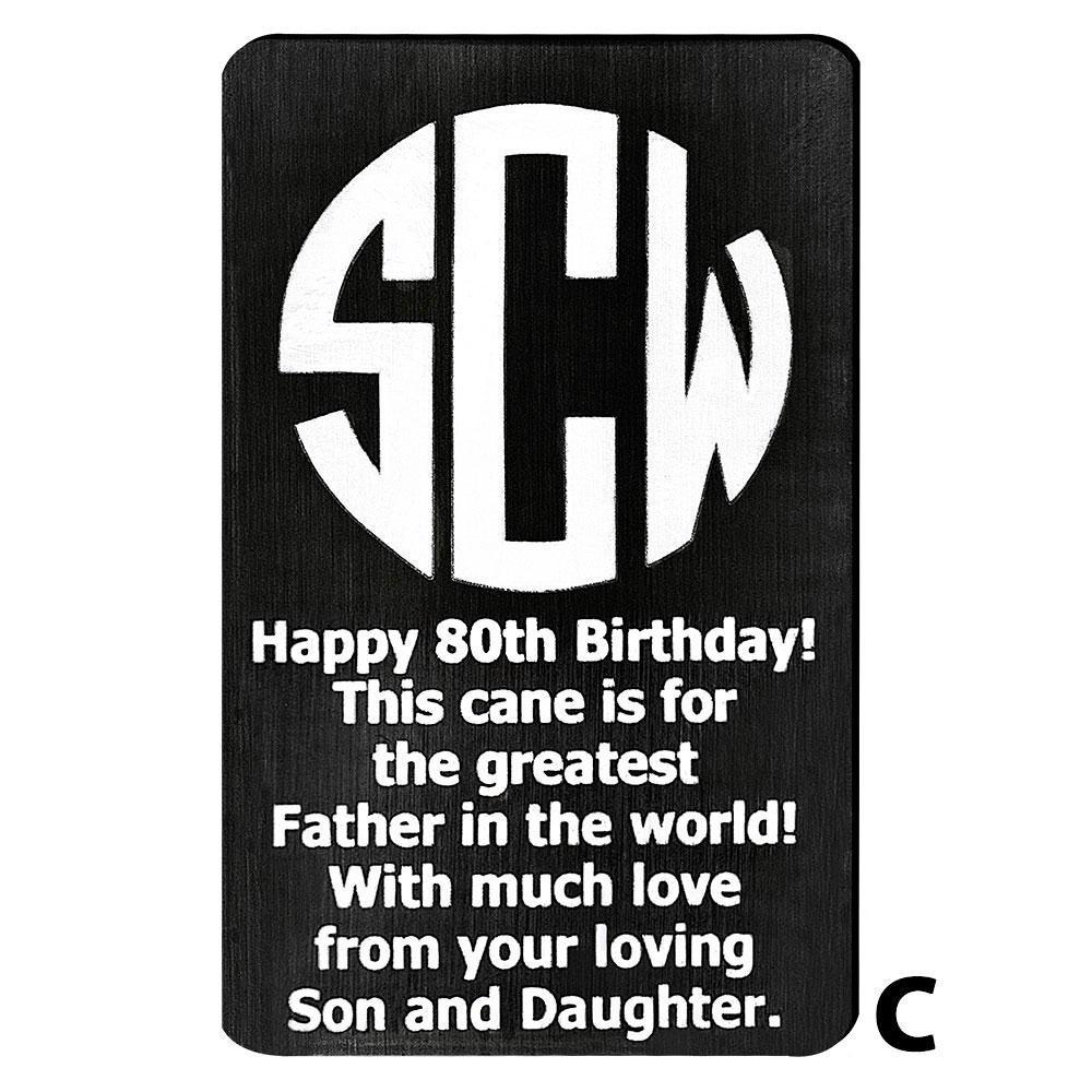 Royal Canes Custom Cane Engraving - Rectangle Black Anodized Aluminum