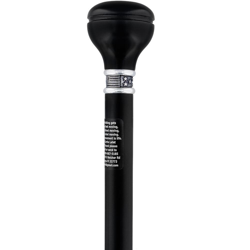 Royal Canes Custom Cane Engraving - Rectangle Black Anodized Aluminum