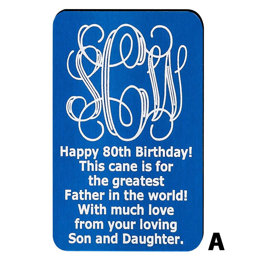 Royal Canes Custom Cane Engraving - Rectangle Blue Anodized Aluminum