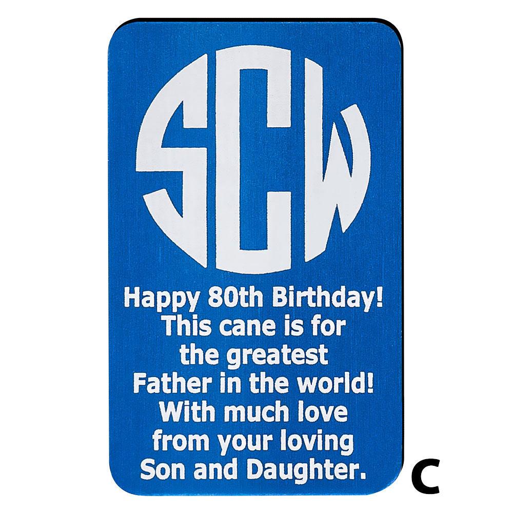 Royal Canes Custom Cane Engraving - Rectangle Blue Anodized Aluminum