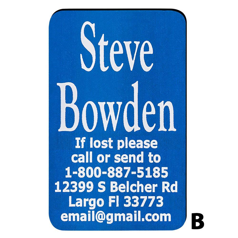 Royal Canes Custom Cane Engraving - Rectangle Blue Anodized Aluminum