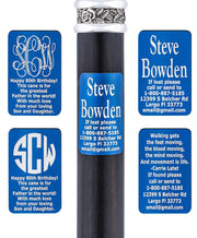 Royal Canes Custom Cane Engraving - Rectangle Blue Anodized Aluminum