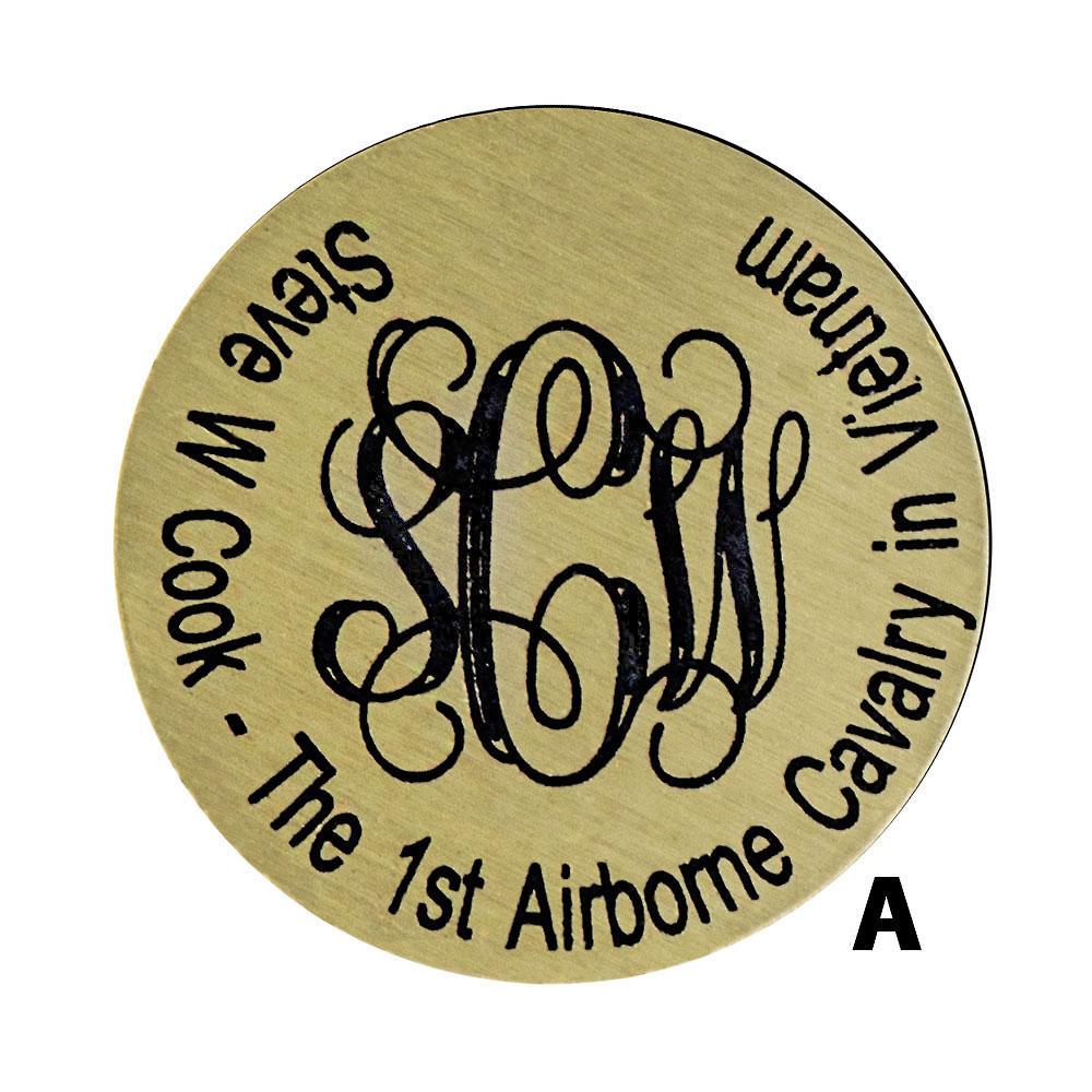 Royal Canes Custom Cane Engraving - Round Brass Plaque
