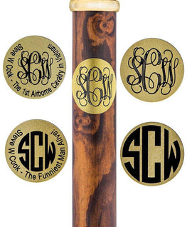Royal Canes Custom Cane Engraving - Round Brass Plaque