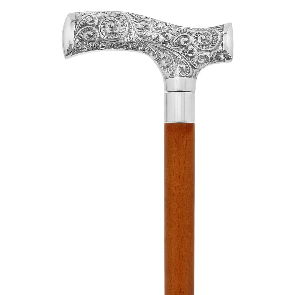 Royal Canes Father's Day Chrome Engraved Fritz Handle Walking Cane