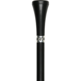 Royal Canes Stainless Steel Flat-Top Knob-Handle Cane with Custom Engraving and Black Wooden Shaft