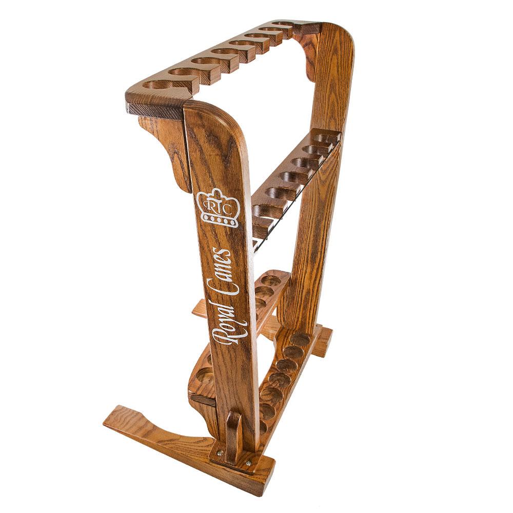 Royal Canes Espresso Ash Wood Cane Stand with Logo