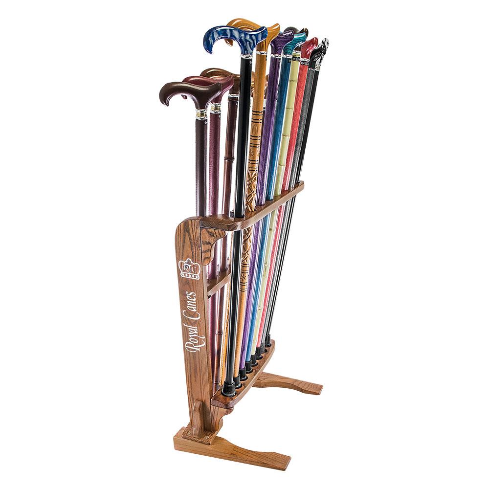 Royal Canes Espresso Ash Wood Cane Stand with Logo