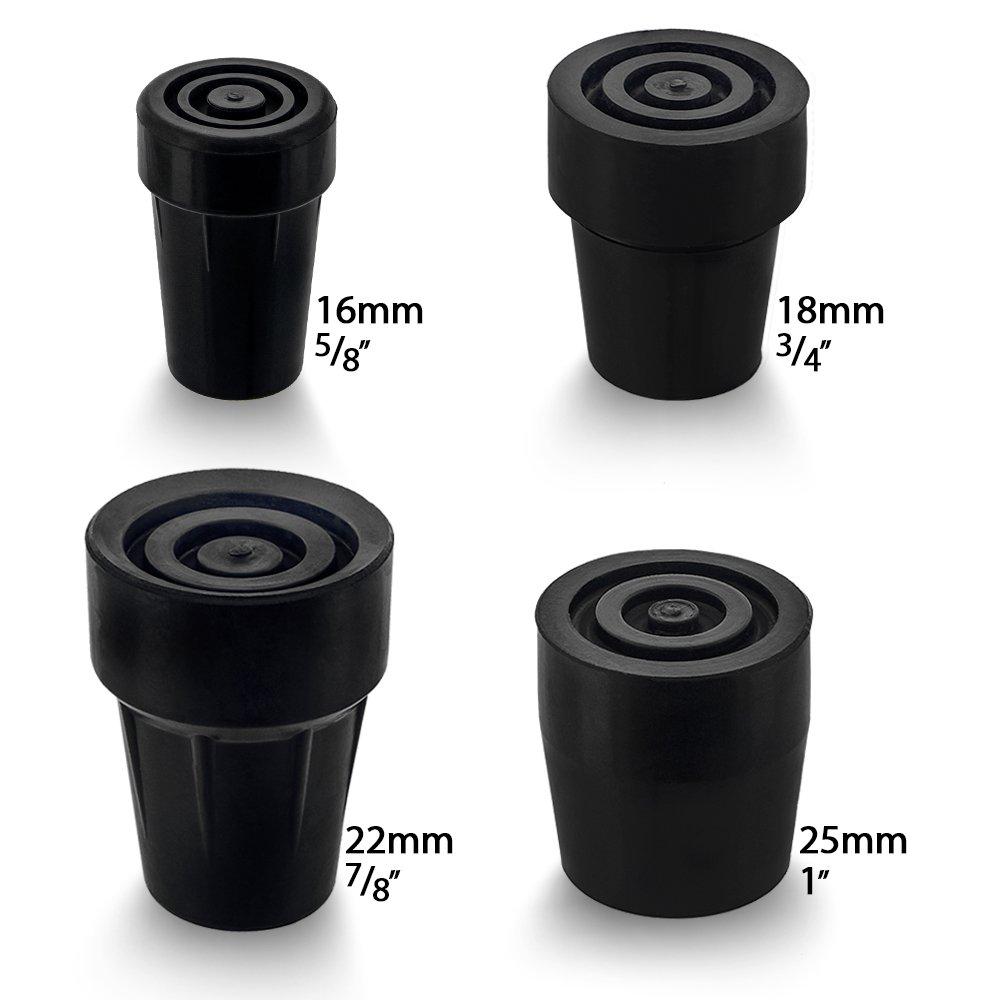High-Quality Black Rubber Tip: Steel Insert, Choose Size