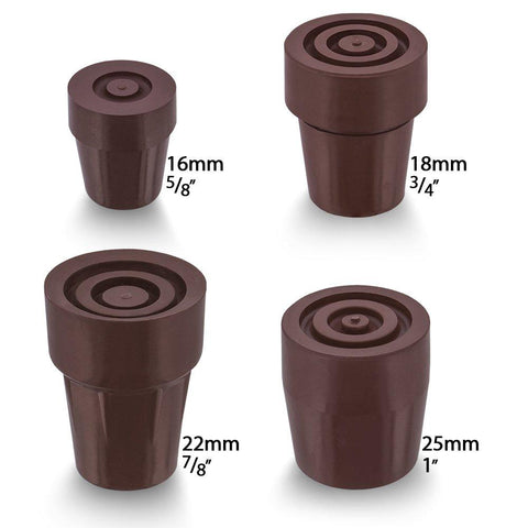 Royal Canes Brown Steel Inserted Cane Rubber Tip - Available in 4 Sizes