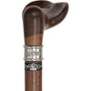 Royal Canes Walnut Palm Grip Walking Cane With Walnut Wood Shaft and Silver Collar