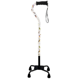 Royal Canes Watercolor Bird Convertible Quad Base Walking Cane with Comfort Grip - Adjustable Shaft