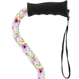 Royal Canes Watercolor Flowers Vivienne May Convertible Quad Base Walking Cane with Comfort Grip - Adjustable Sh