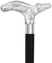 Royal Canes Chrome Plated Alligator Handle Walking Cane w/ Custom Shaft and Collar