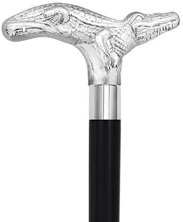 Royal Canes Chrome Plated Alligator Handle Walking Cane w/ Custom Shaft and Collar