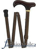 Vista International Elite Series, Derby Walking Cane with Brown Adjustable, Folding Aluminum Shaft and Brass Collar