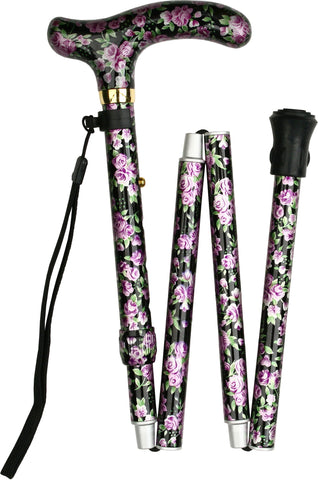 Vista International Folding Elite Lovely Lavender Derby Handle Walking Cane With Adjustable Aluminum Shaft and Brass Col