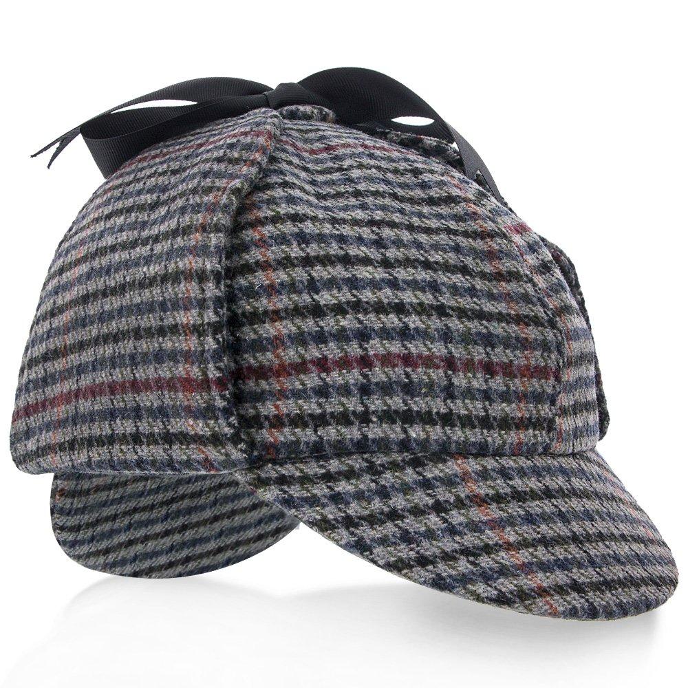 Walrus Hats Sherlock Fox & Hound - Walrus Hats Multi-colored Wool Blend Checkered Sherlock Holmes Deerstalker Hat