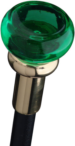 West Georgia Golf Emerald Glass Doorknob Handle Walking Stick with Black Aluminum Alloy Shaft