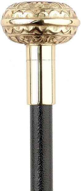West Georgia Golf Fire Fighter Brass Doorknob Handle Walking Stick with Black Aluminum Alloy Shaft