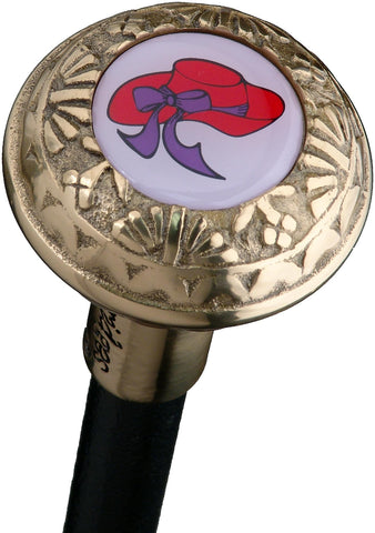West Georgia Golf Red Hat Brass Doorknob Handle Walking Stick with Black Aluminum Alloy Shaft