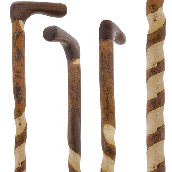 Whistle Creek Spiraled Hickory with Walnut Handle Walking Cane